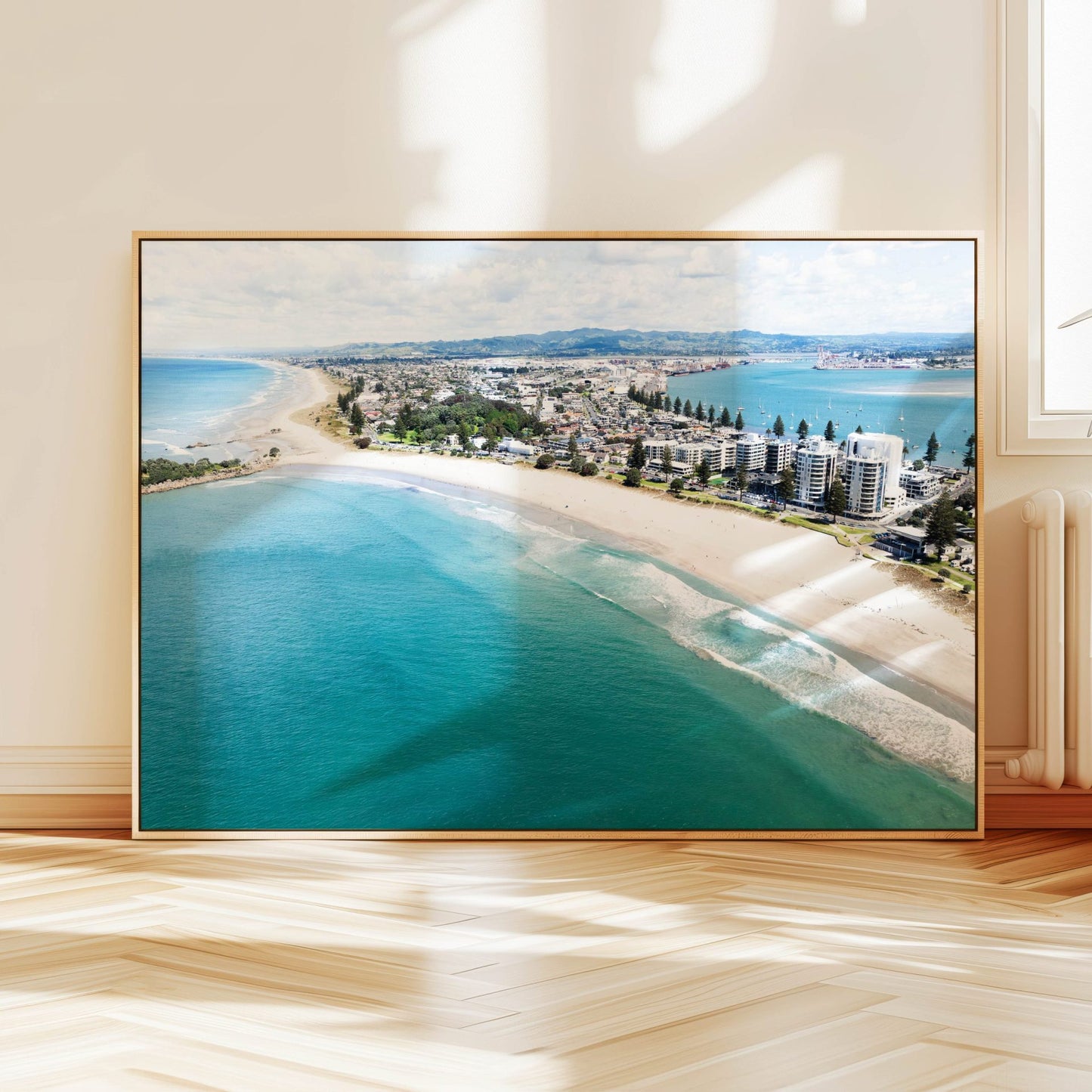 Mount Maunganui print displayed on a wall