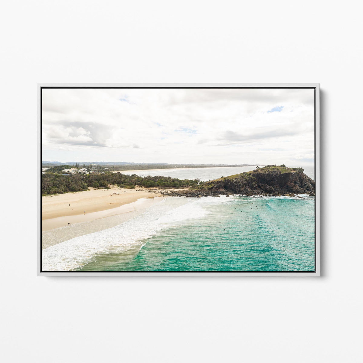 Maggies Beach white framed canvas NSW