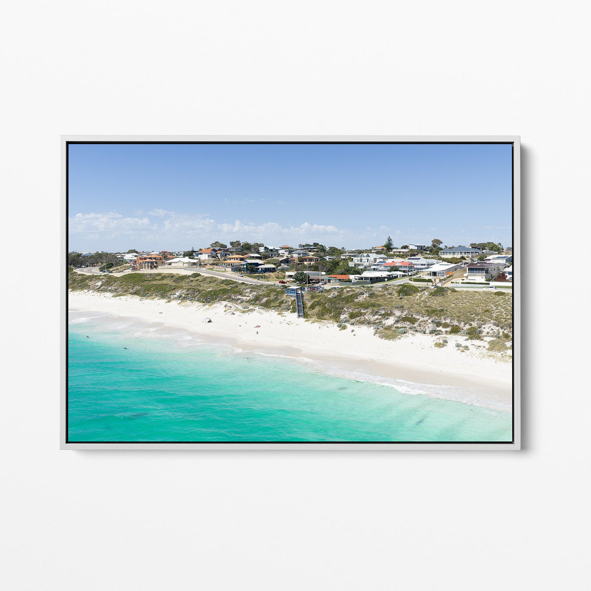 Quinns Rocks Beach white framed canvas