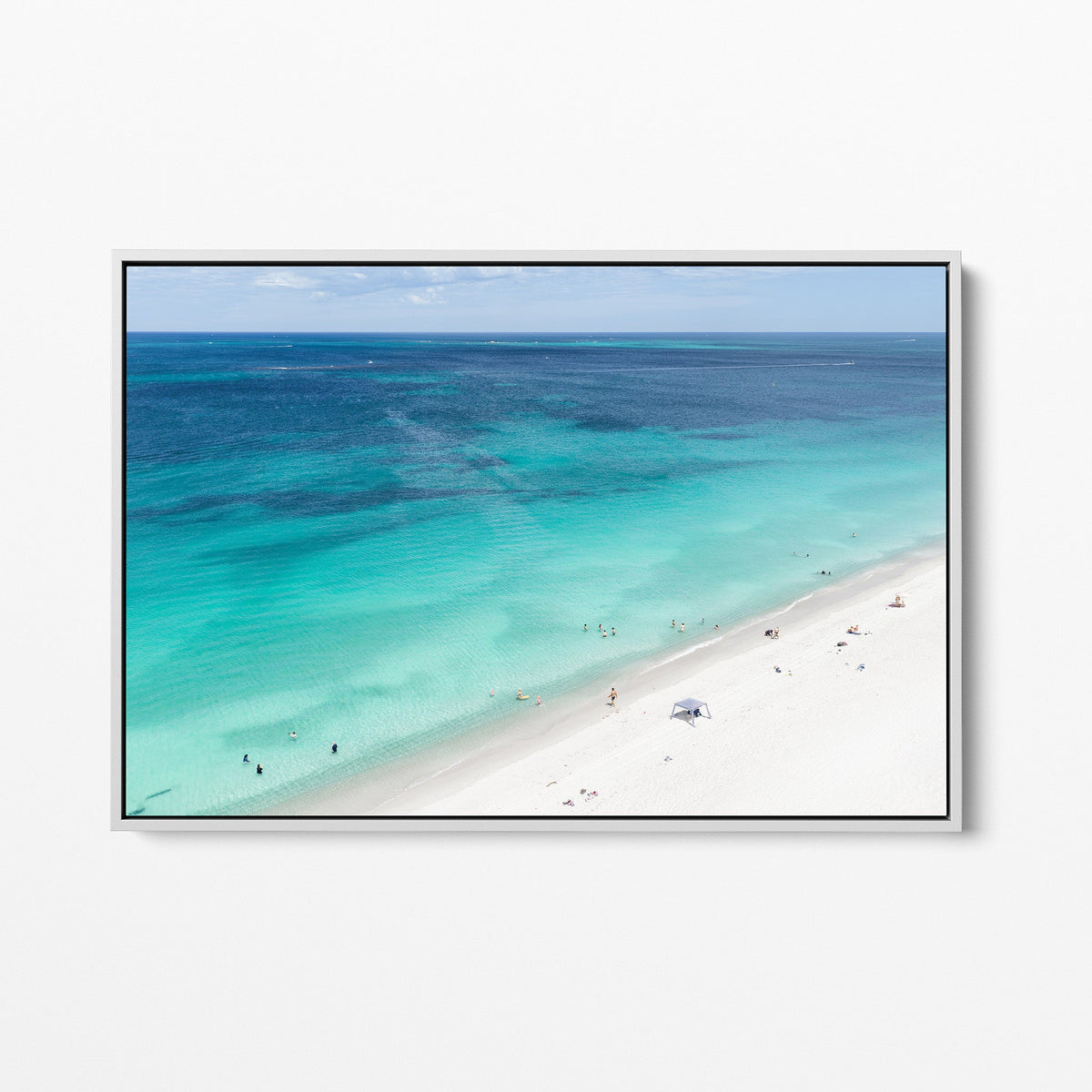 Whitfords Beach white framed canvas