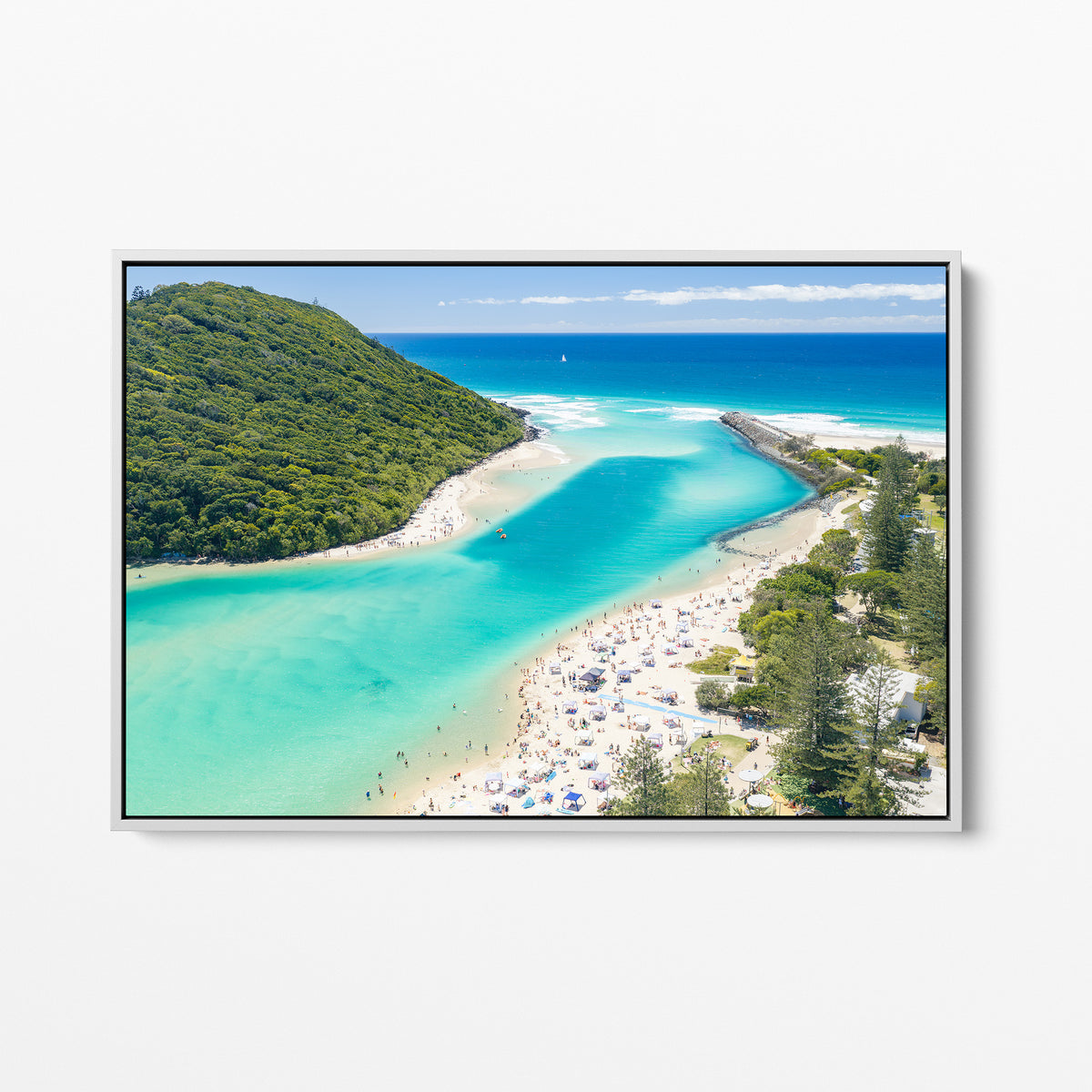 Tallebudgera Creek Sandbar Canvas Print white framed canvas