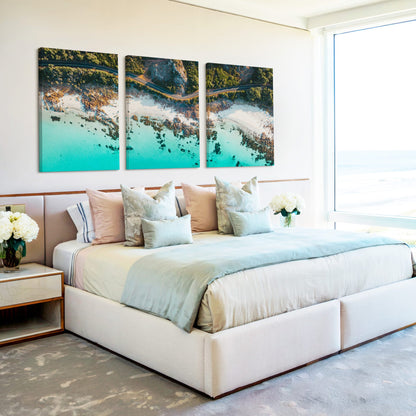 Three-piece canvas wall art of a Dunsborough beach