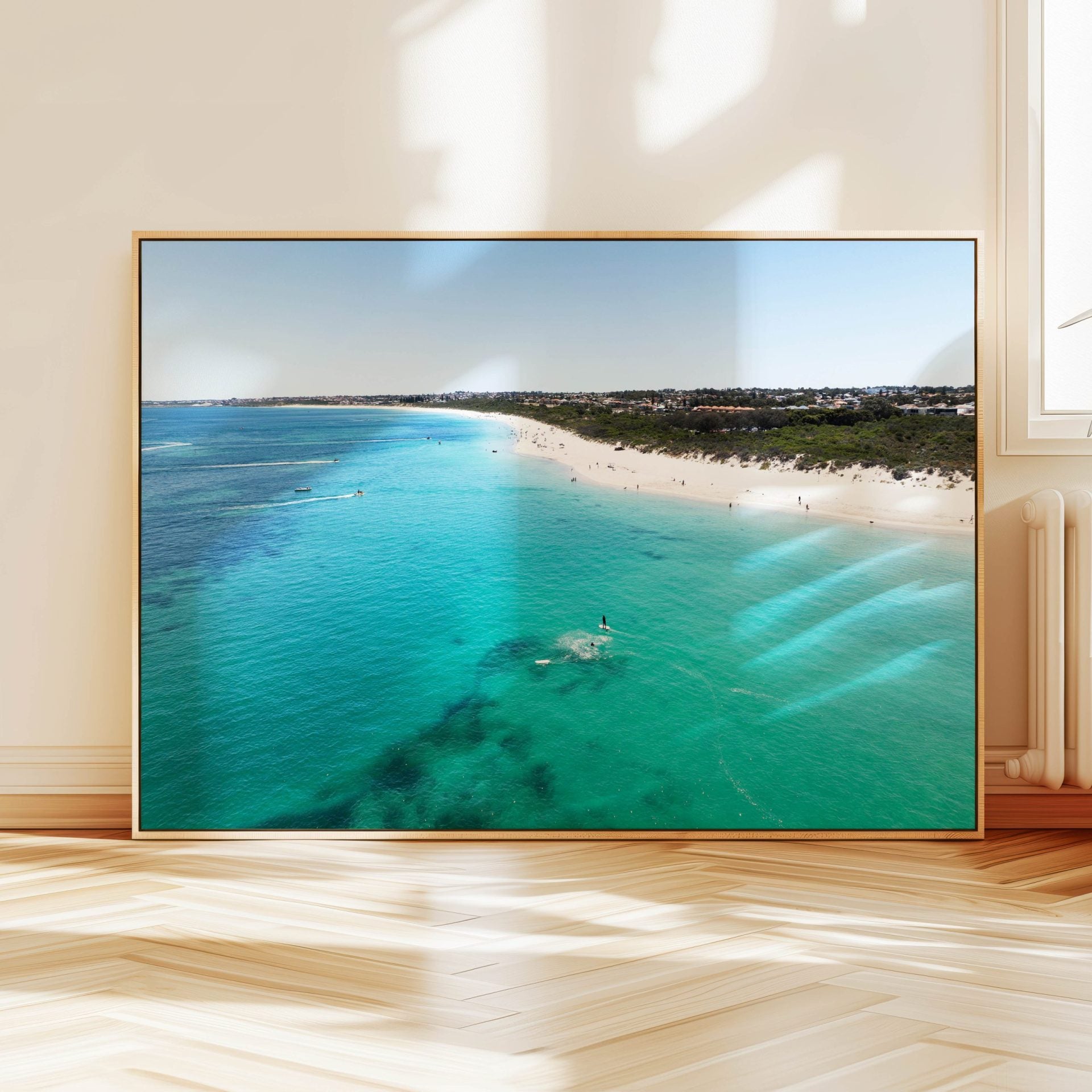 Whitfords Beach print displayed on a wall
