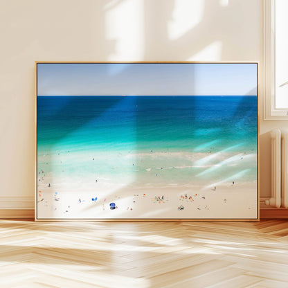 Scarborough Beach print displayed on a wall