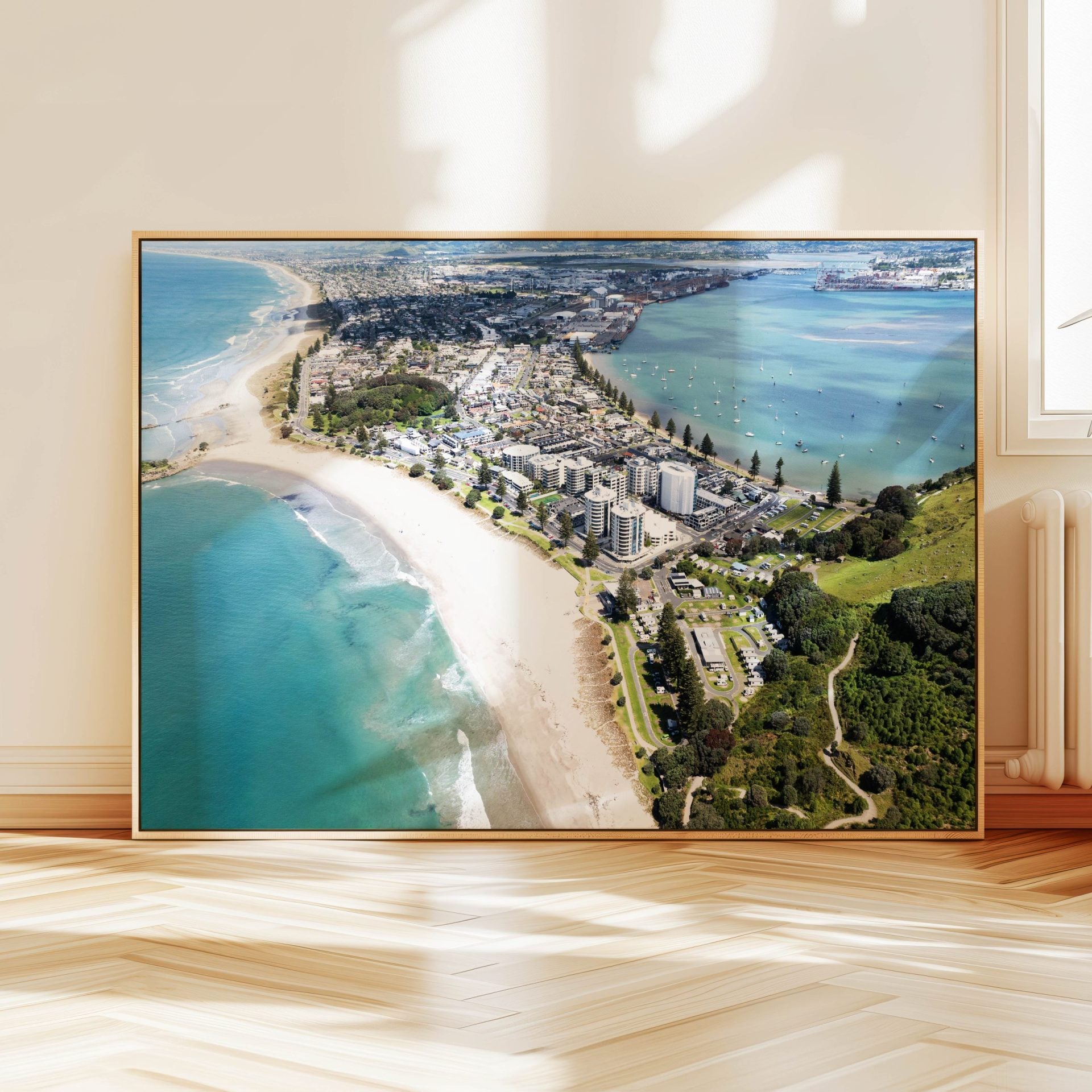Mount Maunganui print displayed on a wall