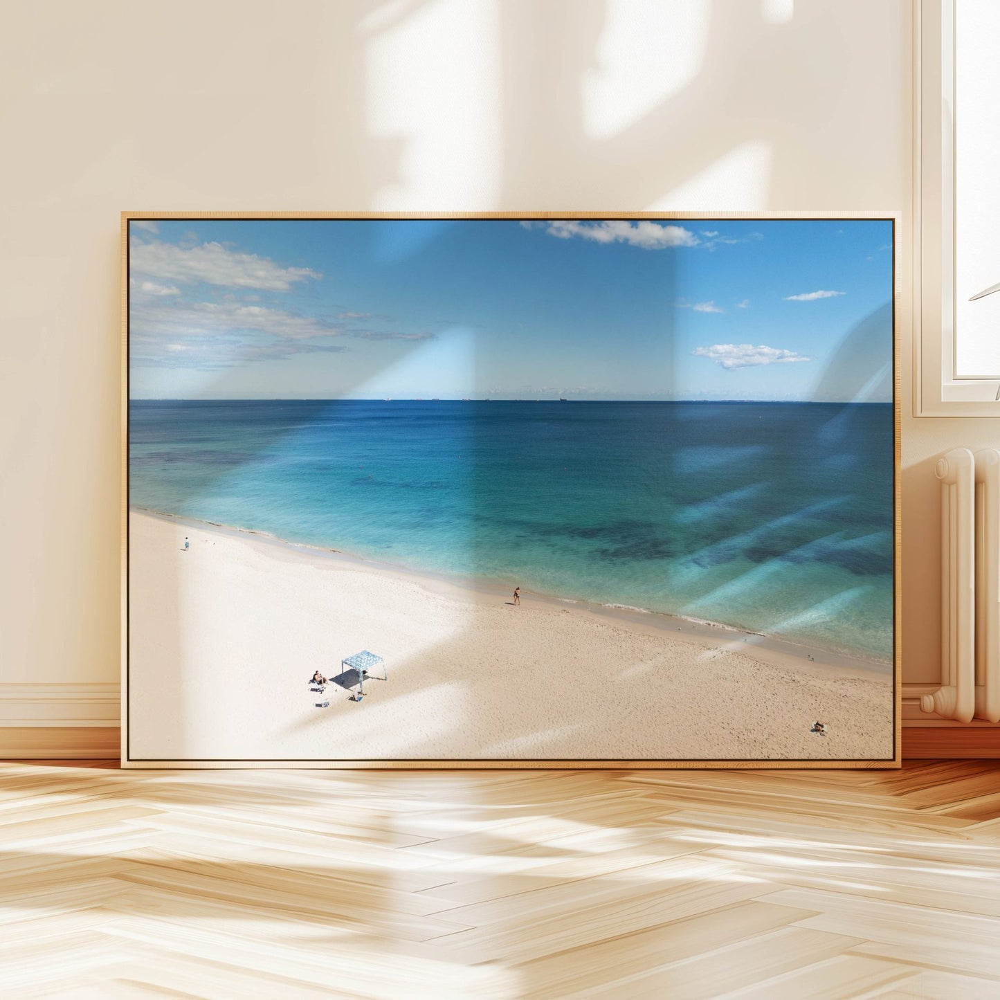 Aerial photograph of sea and sand, Western Australia hanging on a wall