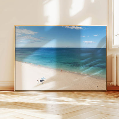 Aerial photograph of sea and sand, Western Australia hanging on a wall