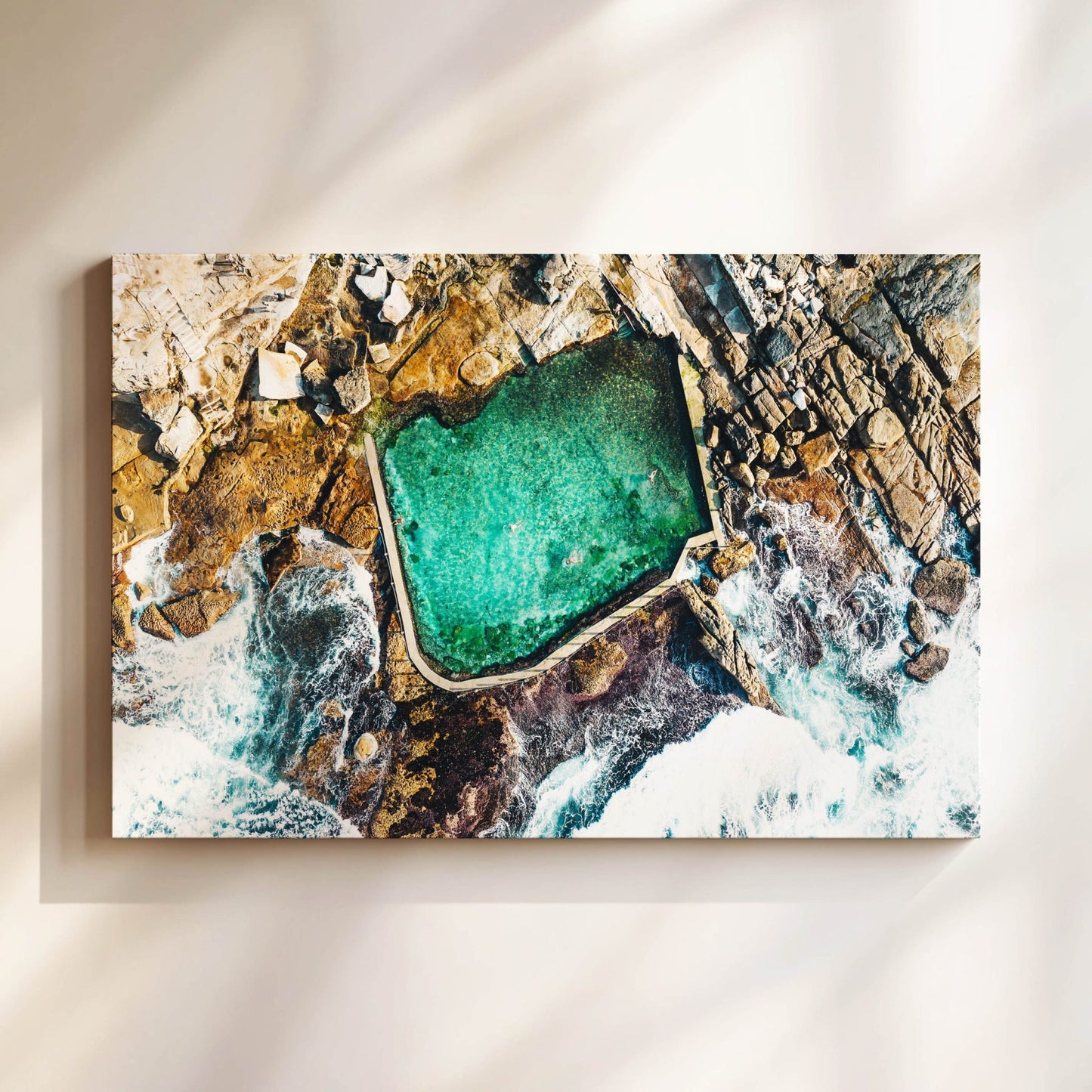 Aerial photograph of Mahon Pool Sydney hanging on a wall