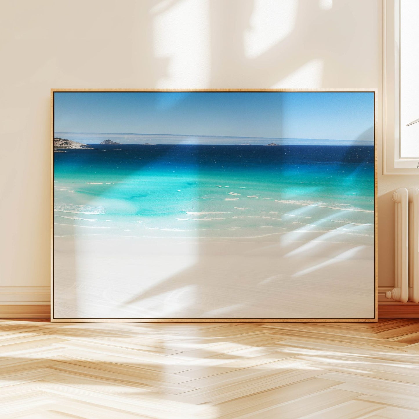Aerial photograph of Wharton Beach Ocean hanging on a wall