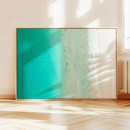 Trigg Beach surfers print displayed on a wall