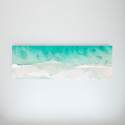 Panoramic aerial photograph of breaking ocean waves