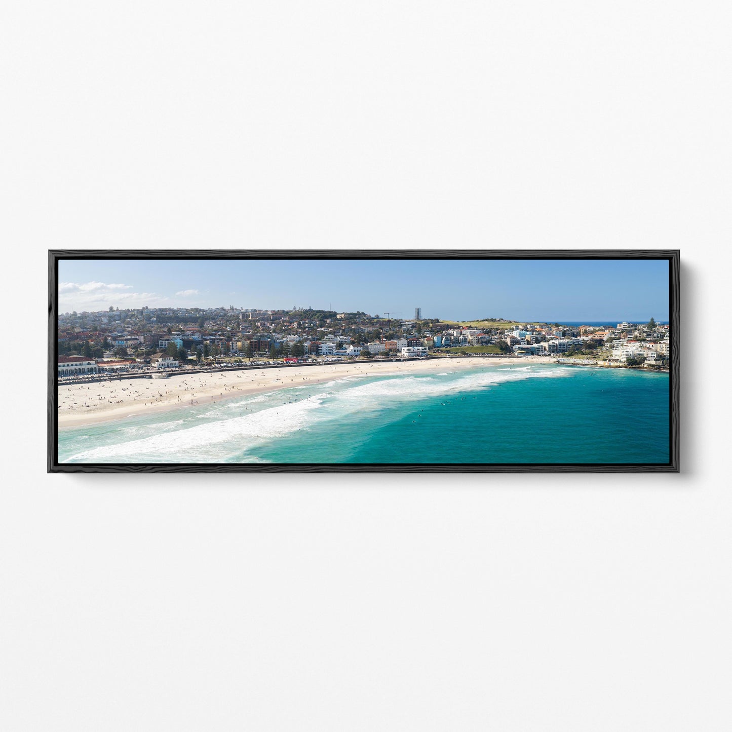 Bondi Beach panoramic black framed canvas Sydney