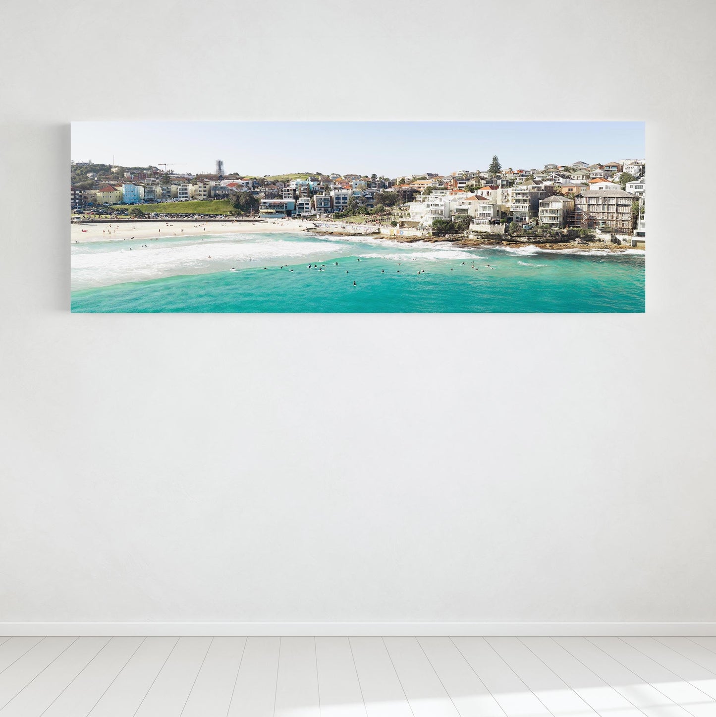 North Bondi panoramic canvas hanging in a room