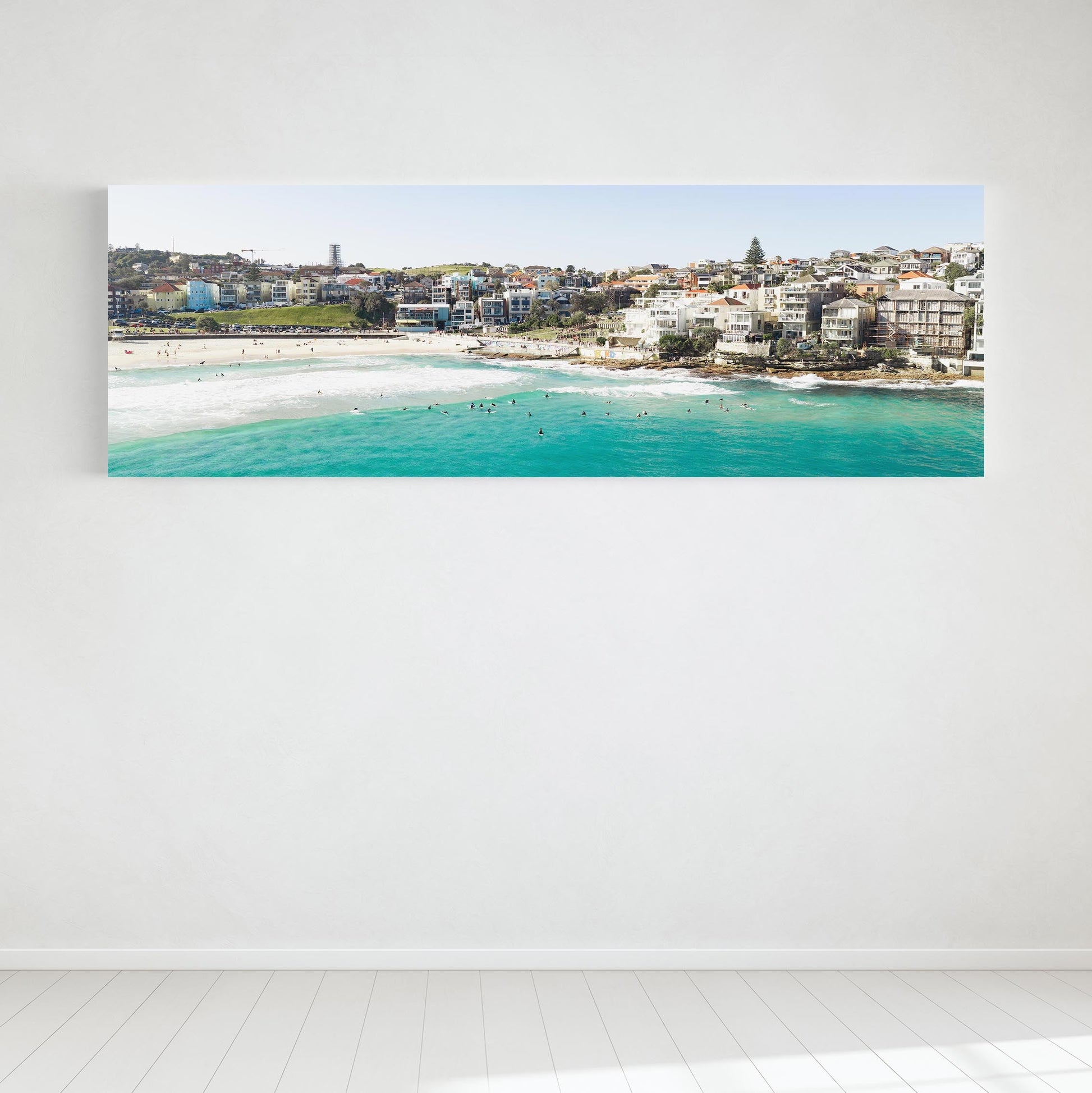North Bondi panoramic canvas hanging in a room