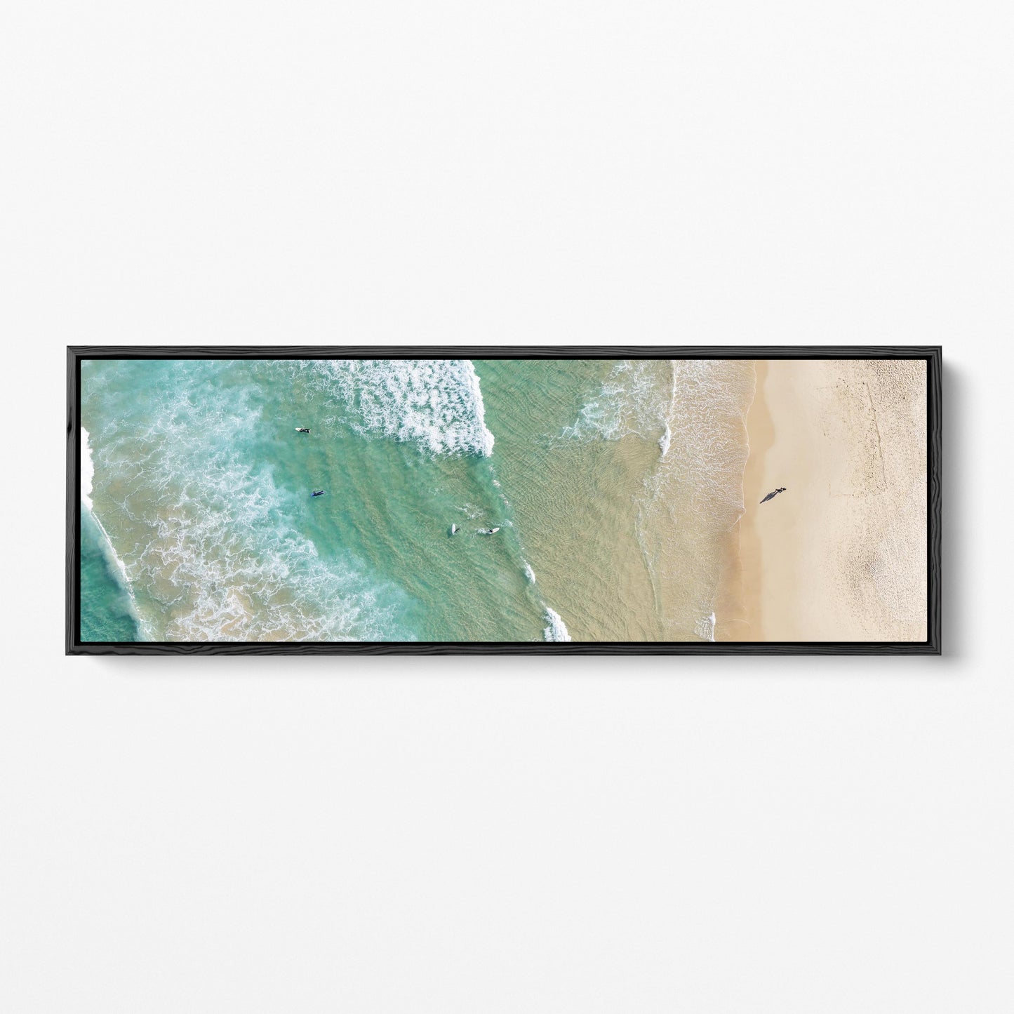Bondi Beach aerial shoreline panoramic black framed canvas