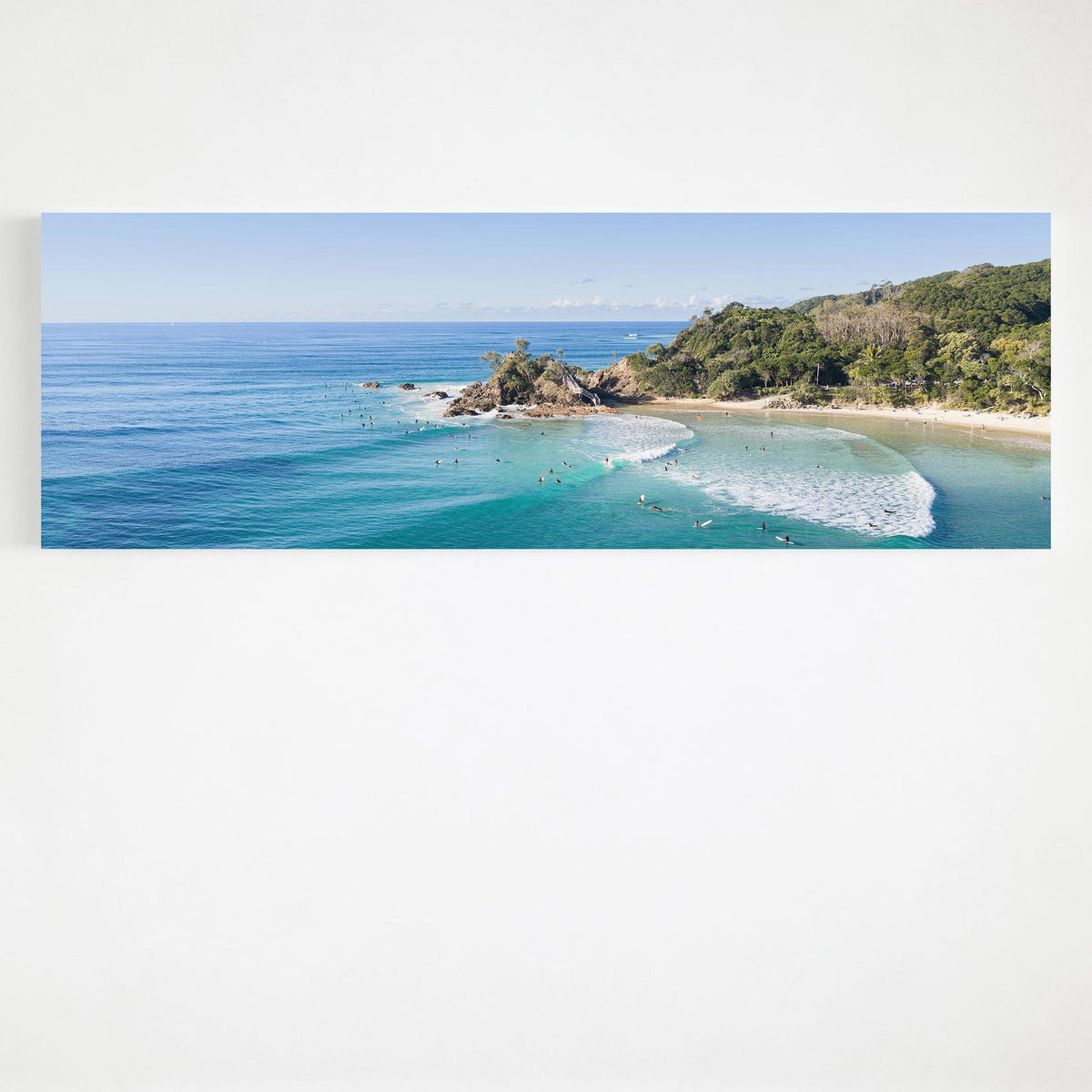 Wategos Beach surfers panoramic canvas wall art Byron Bay