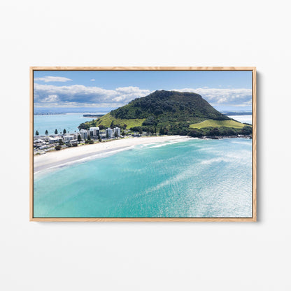 Mount Maunganui oak framed canvas