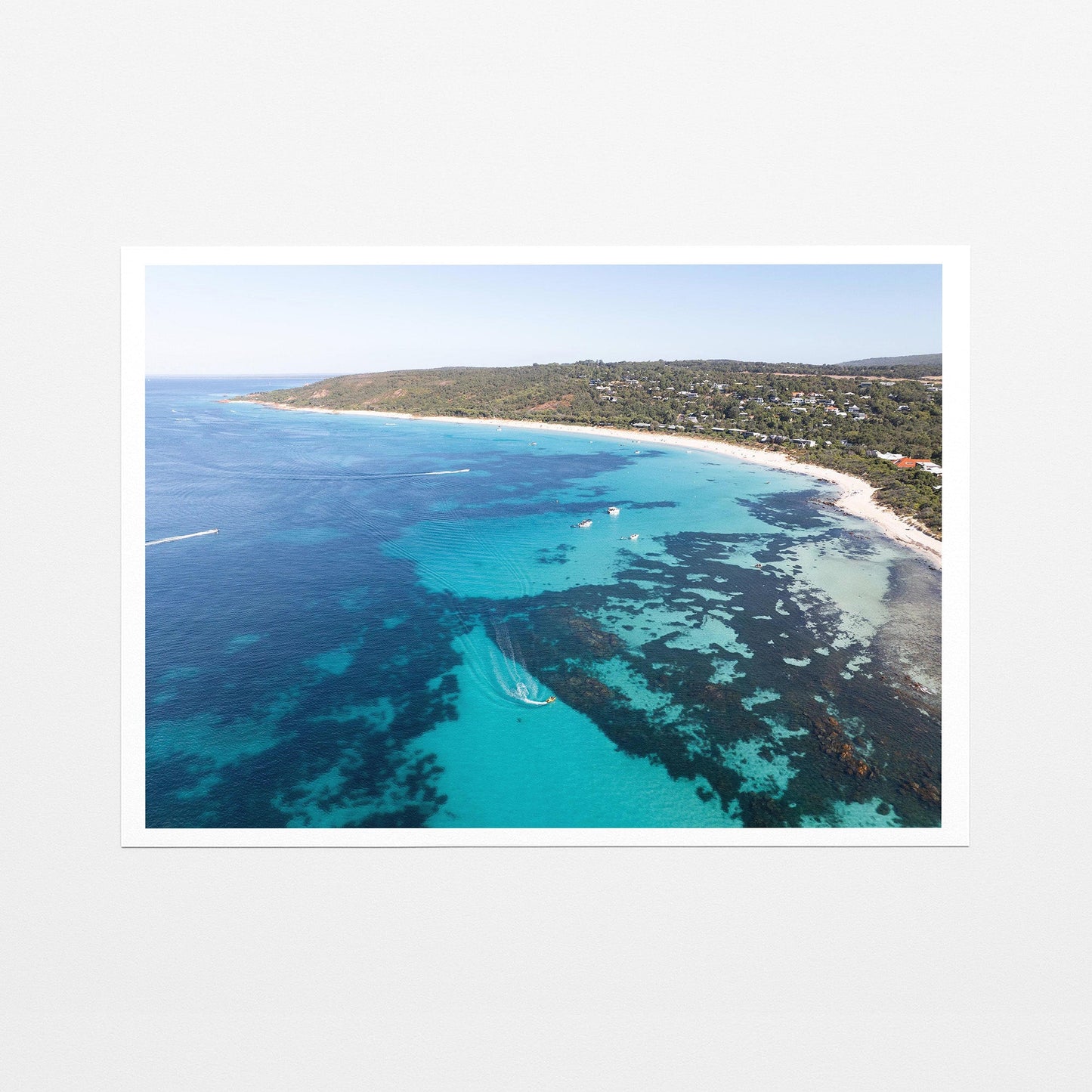 Bunker Bay boats and reef fine art paper print