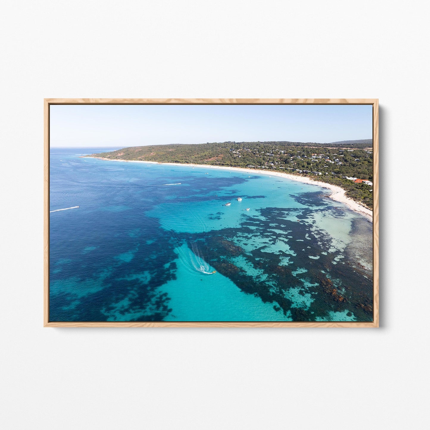 Bunker Bay boats and reef oak framed canvas