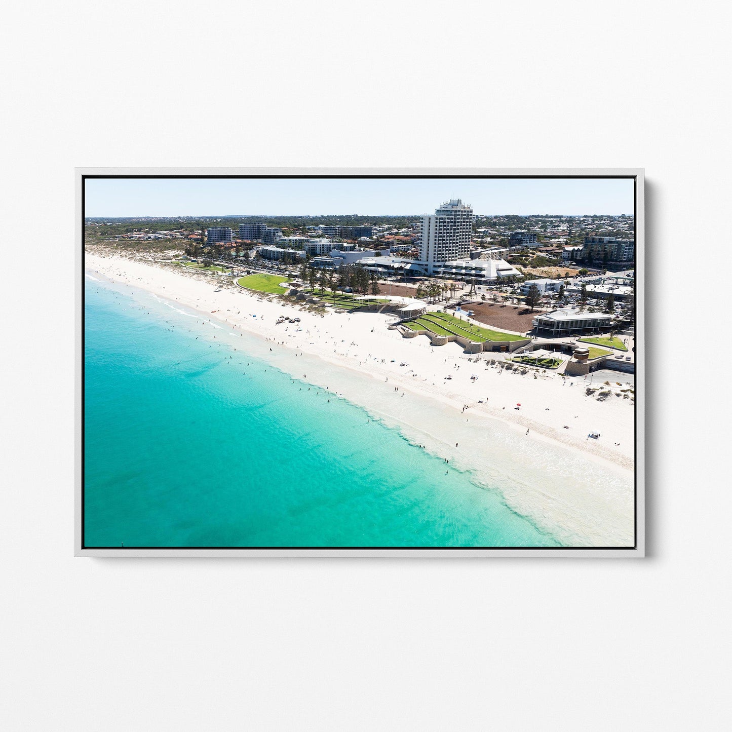 Scarborough Beach white framed canvas