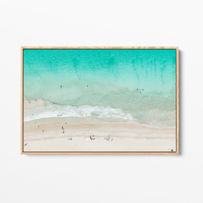 Scarborough Beach surfer oak framed canvas
