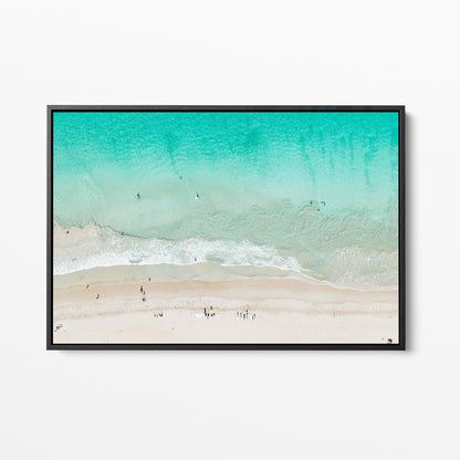 Scarborough Beach surfer black framed canvas