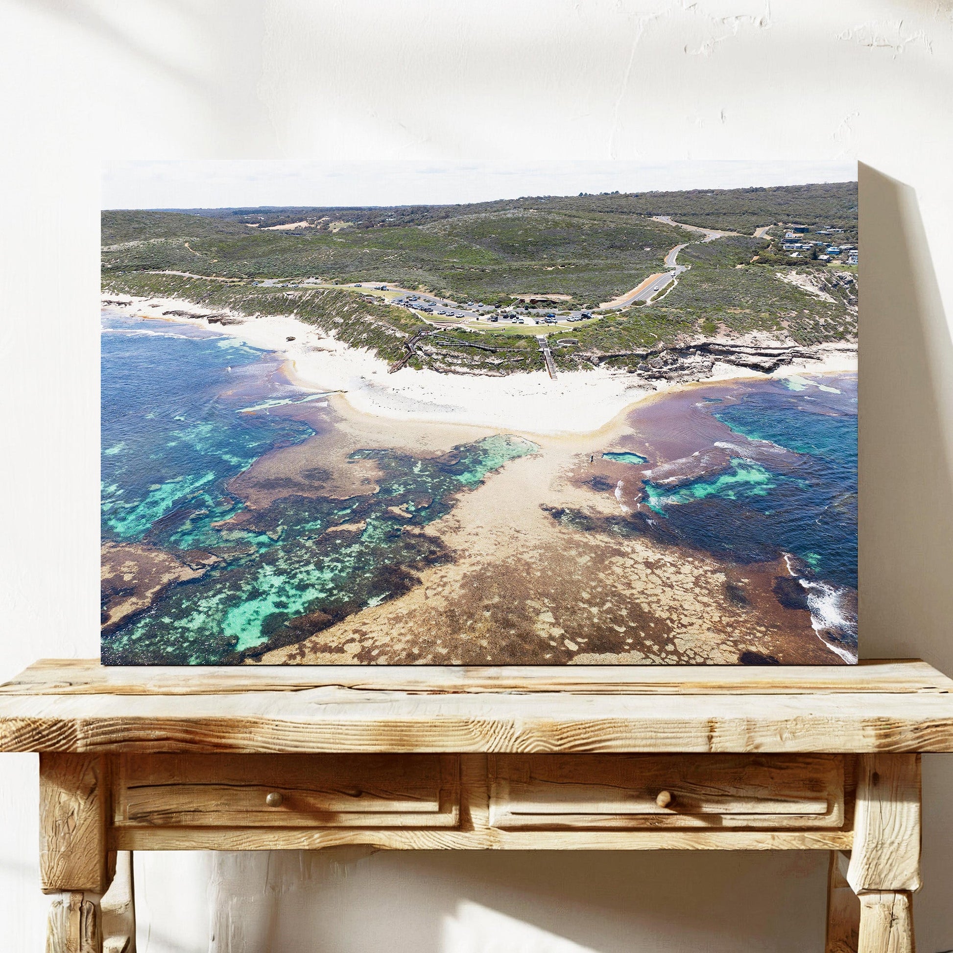Surfers Point Margaret River aerial canvas wall art