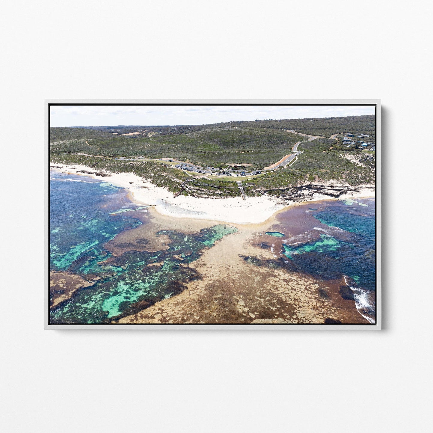 Surfers Point Margaret River white framed canvas