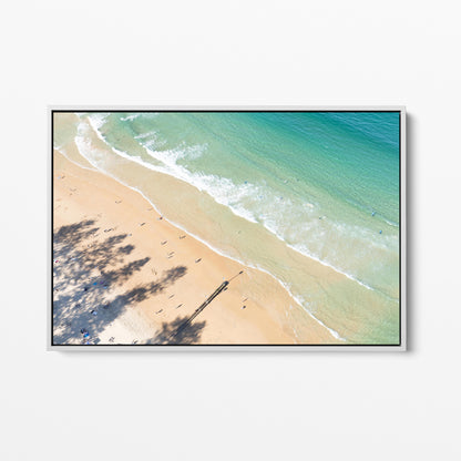 Manly Beach white framed canvas