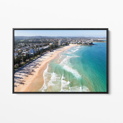 Manly Beach black framed canvas