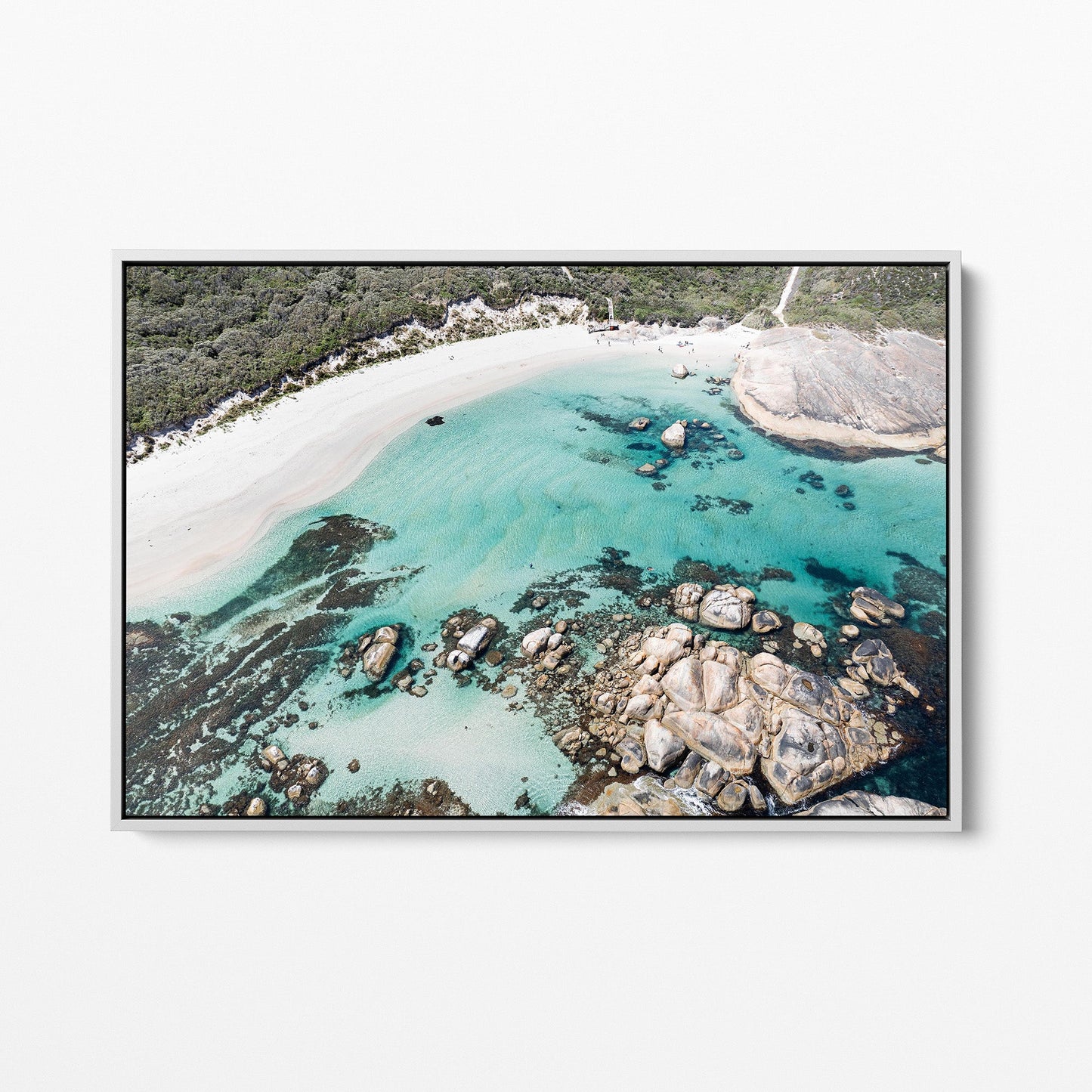 Greens Pool white framed canvas