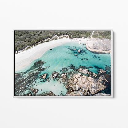 Greens Pool white framed canvas
