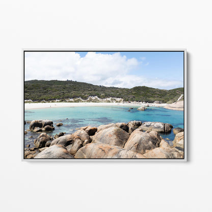Greens Pool white framed canvas