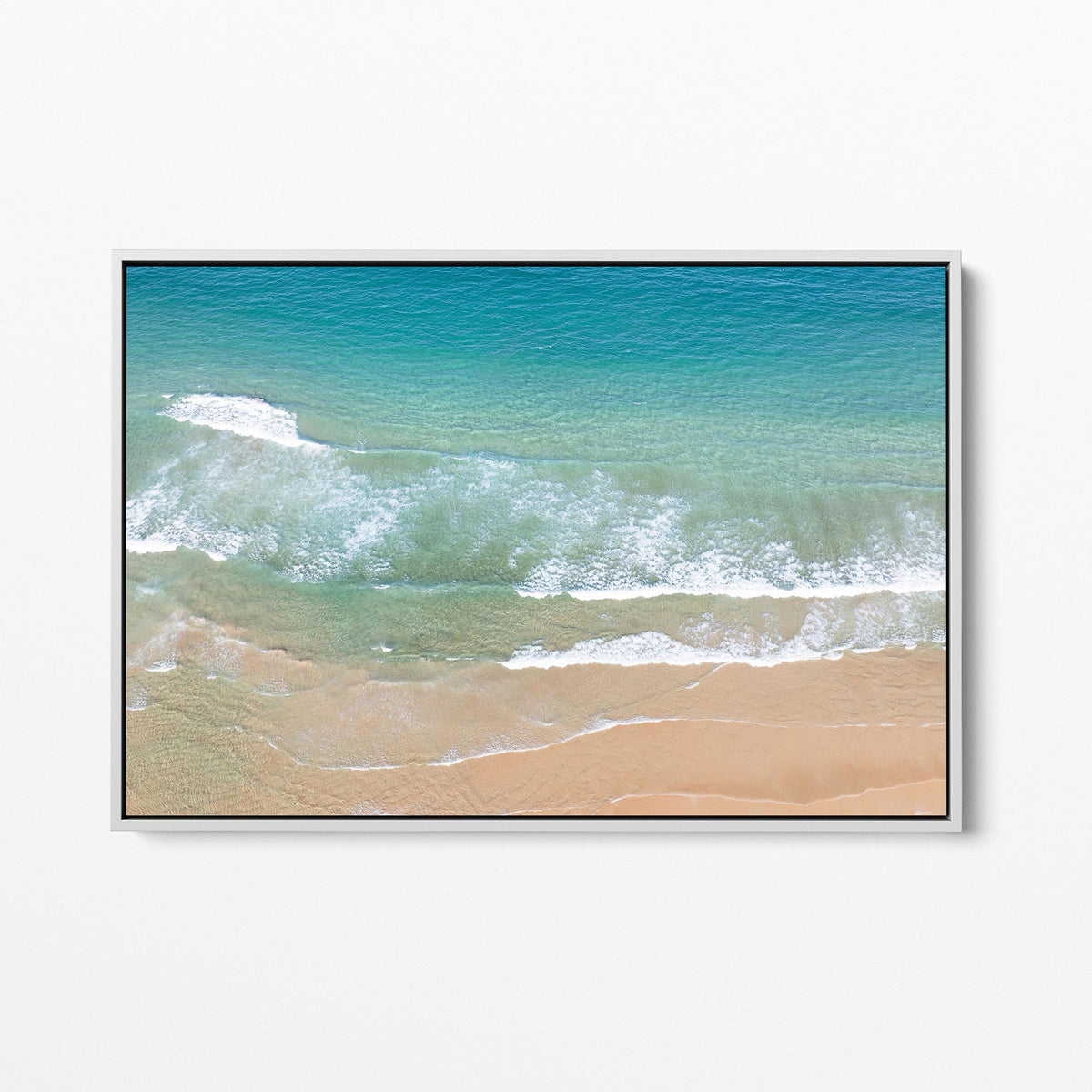 Manly Beach ocean white framed canvas