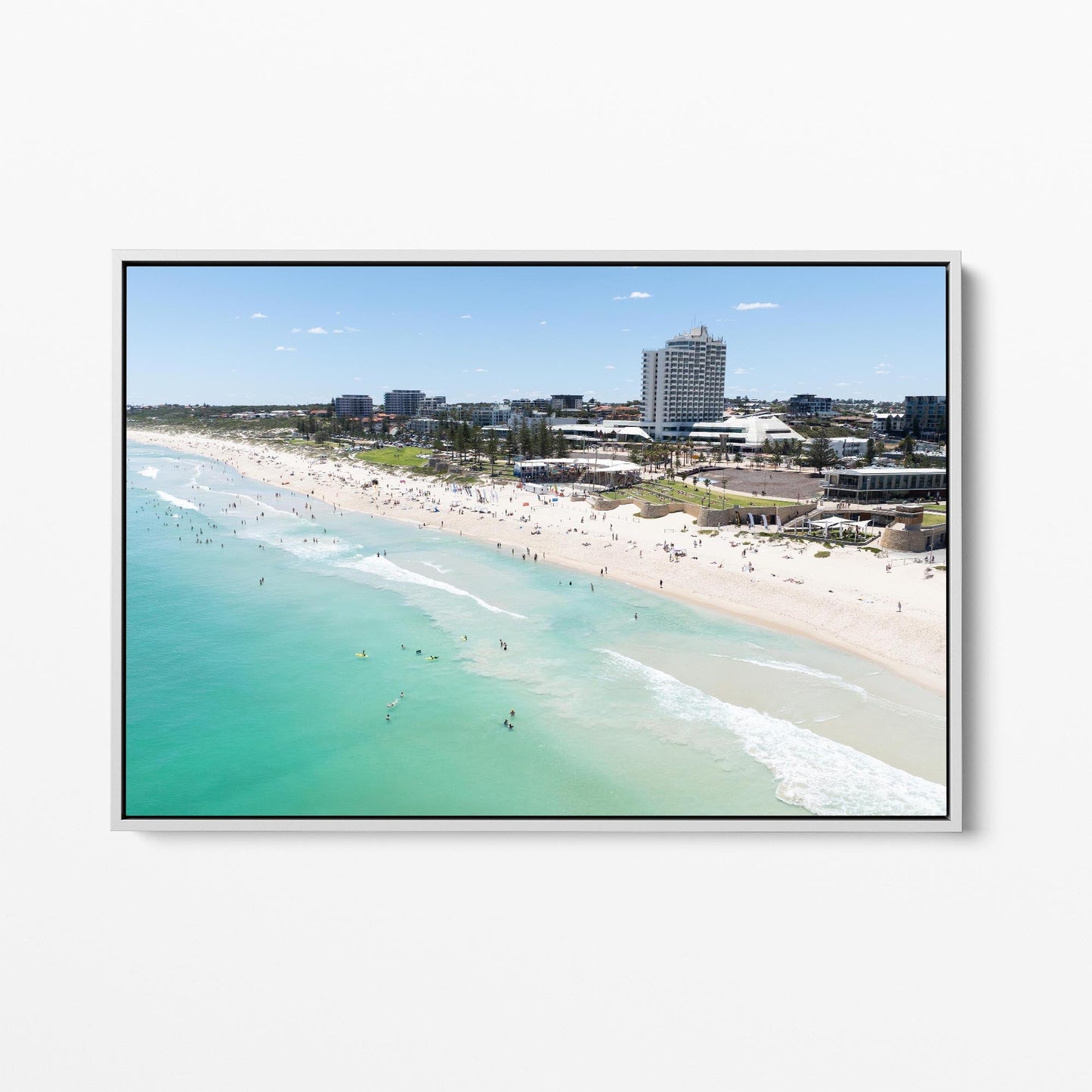 Scarborough Beach white framed canvas