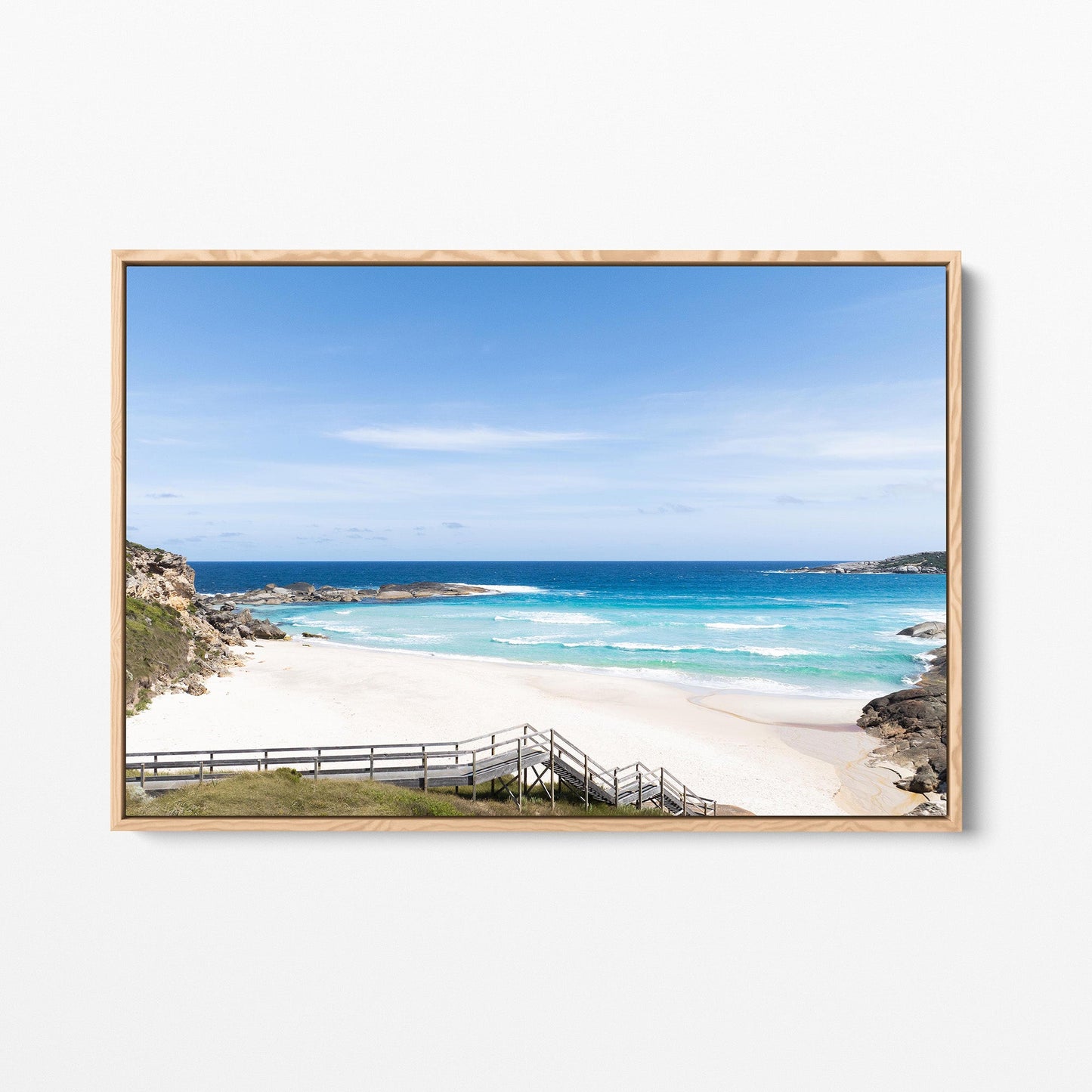 Lowlands Beach oak framed canvas