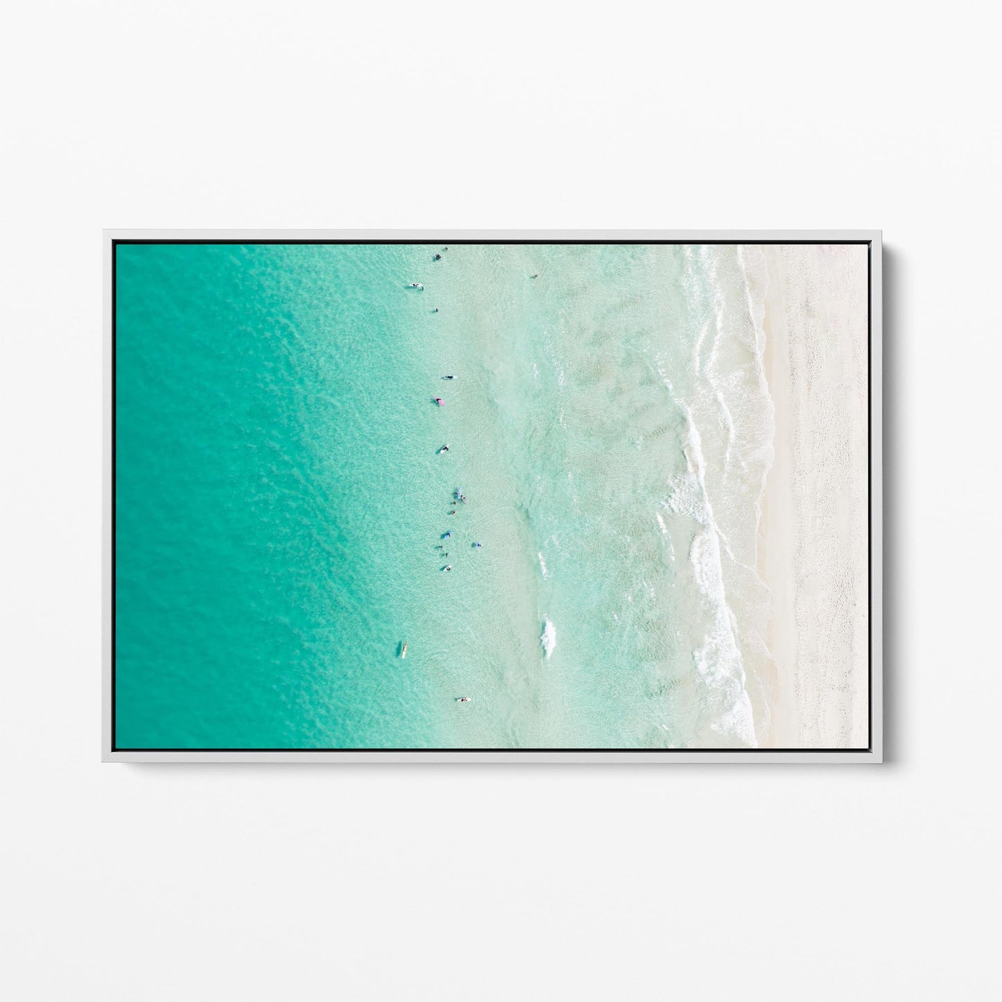 Perth surfing white framed canvas