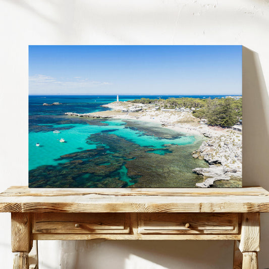 The Basin aerial canvas wall art Rottnest Island WA