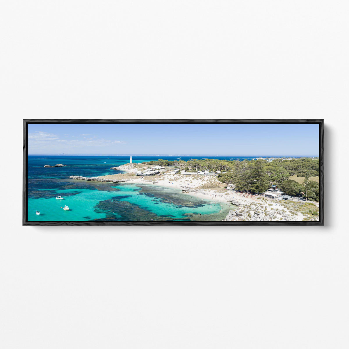 The Basin panoramic black framed canvas Rottnest Island
