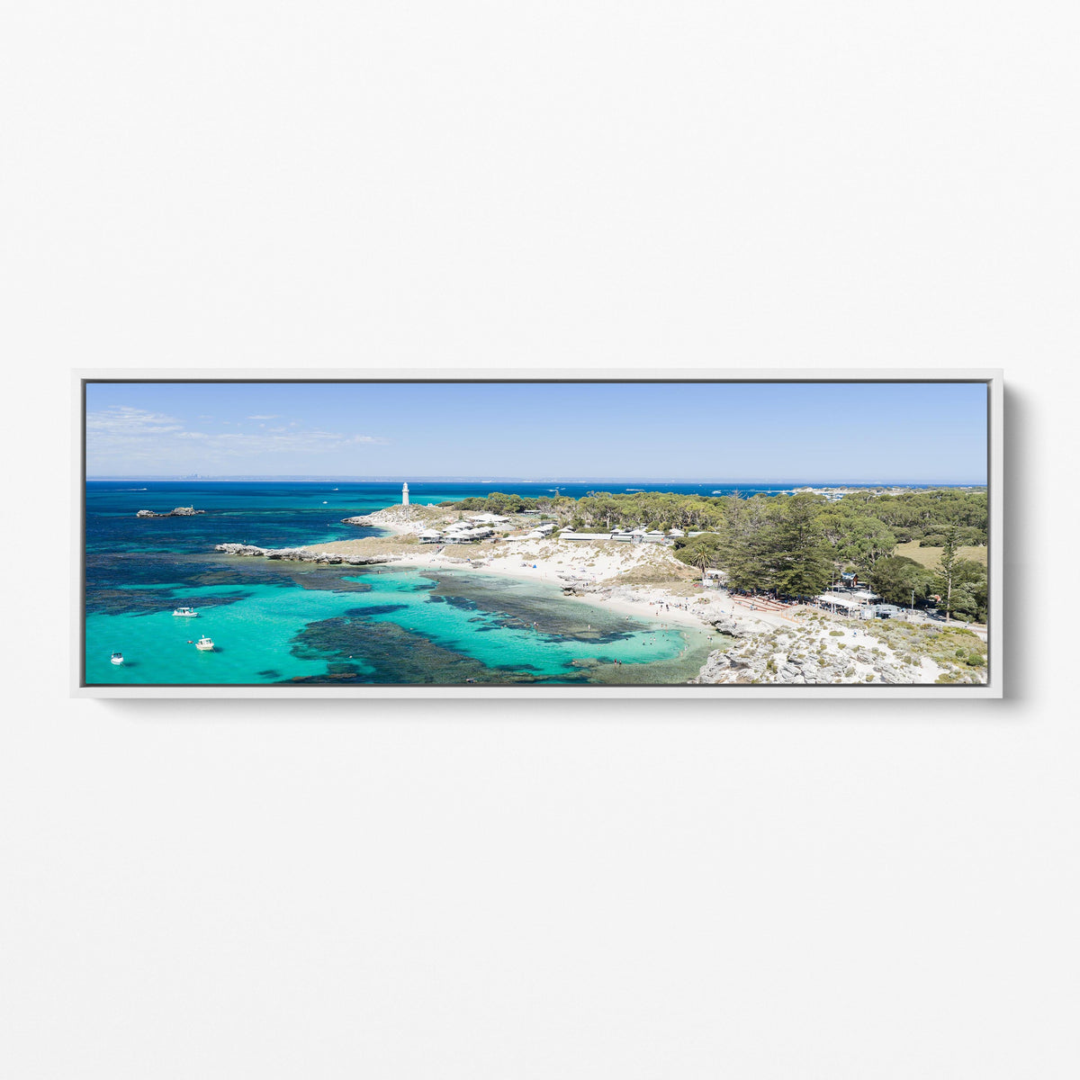 The Basin panoramic white framed canvas Rottnest Island