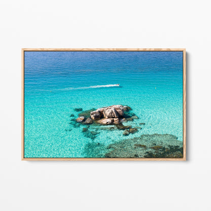 Ocean photography oak framed canvas