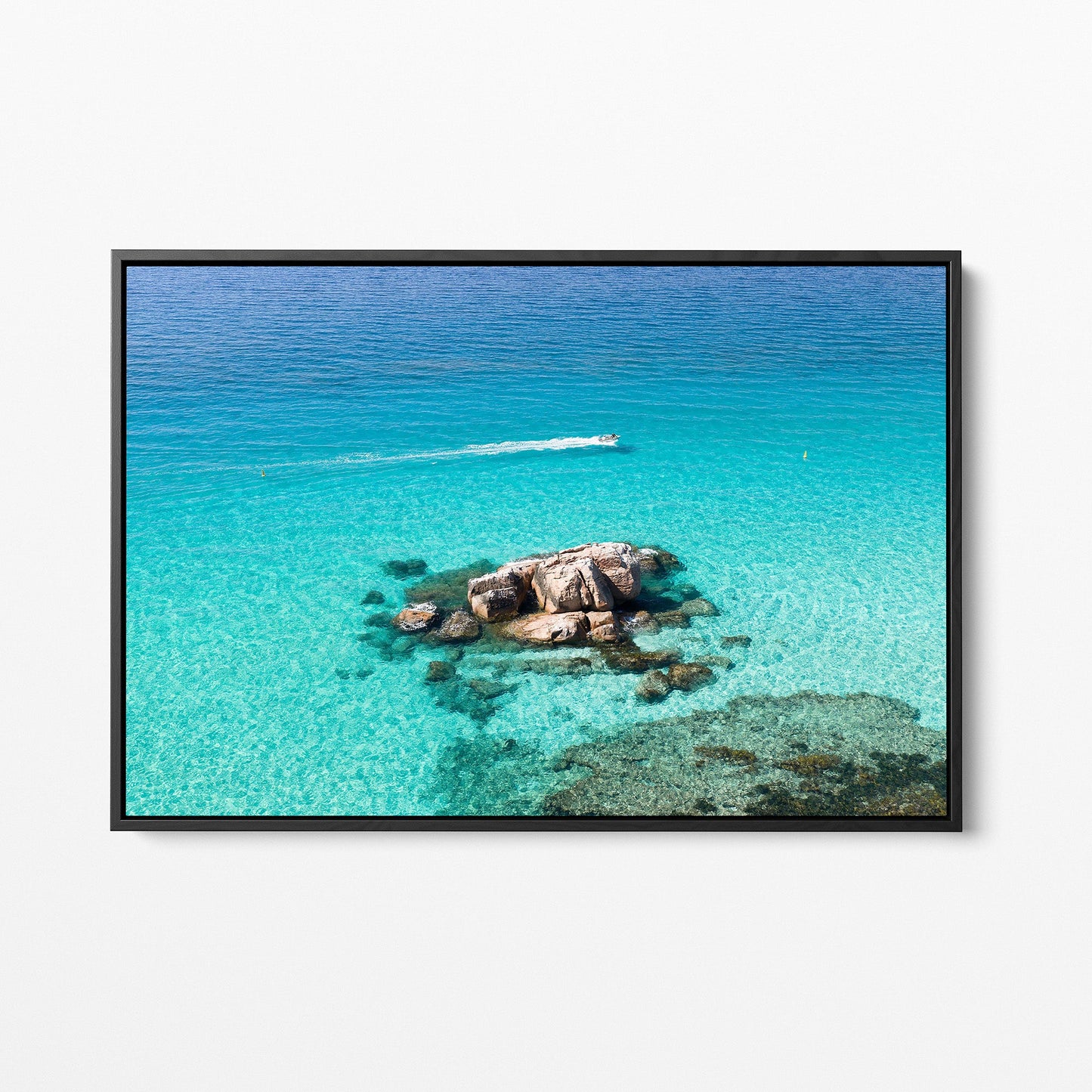Ocean photography black framed canvas
