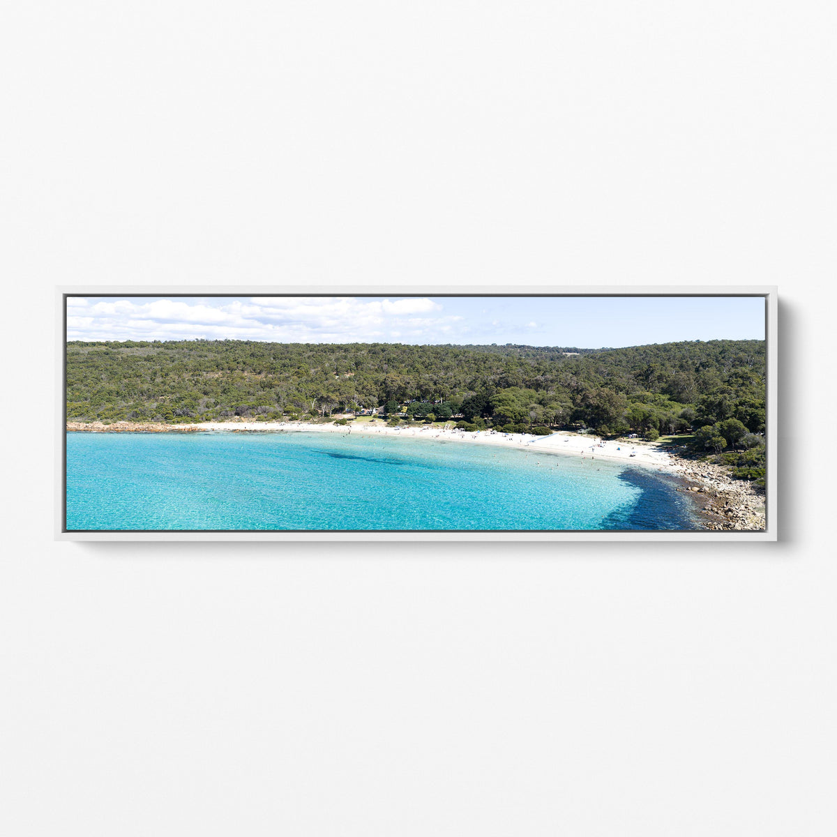 Meelup Beach panoramic white framed canvas