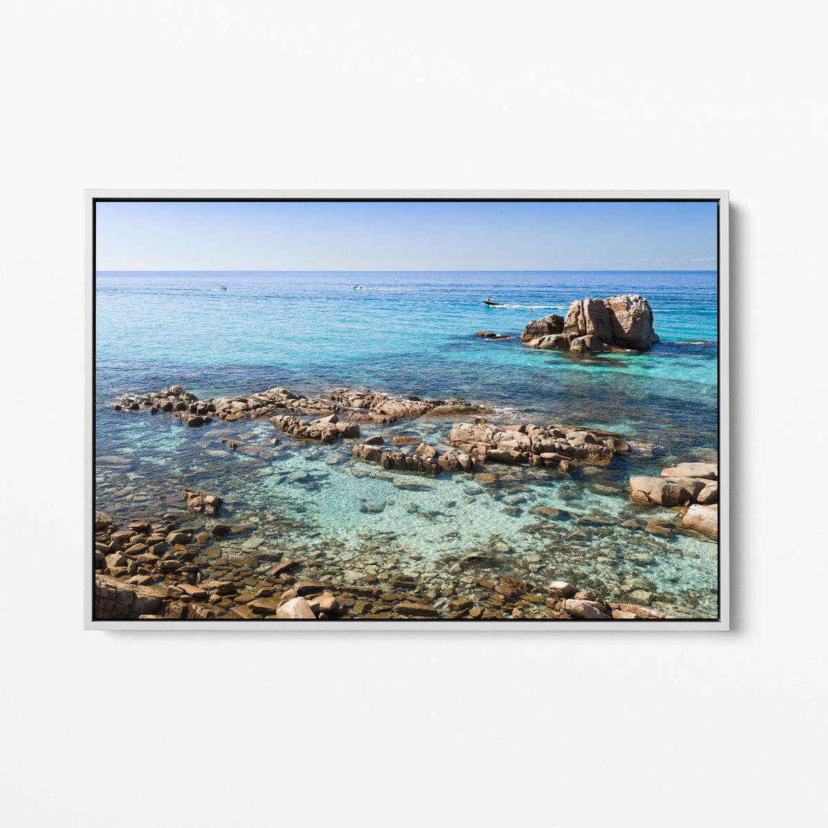 Gannet Rocks white framed canvas