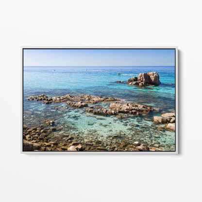 Gannet Rocks white framed canvas