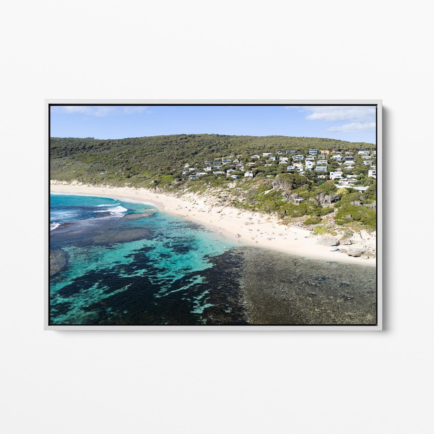 Yallingup Beach white framed canvas