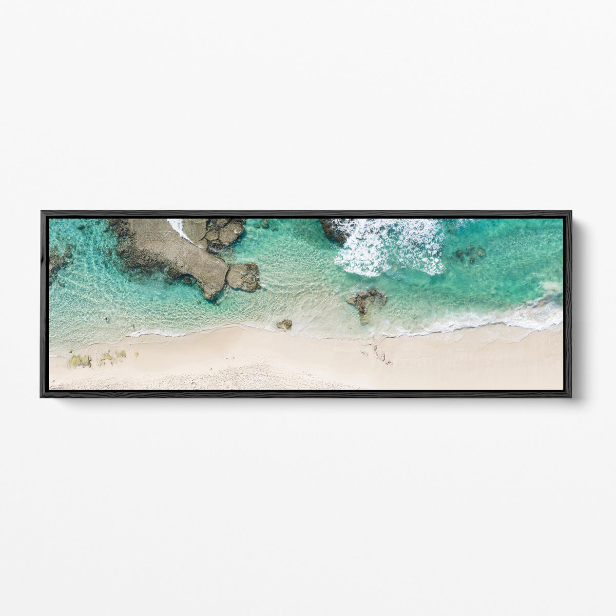 Yallingup rock shelf panoramic black framed canvas