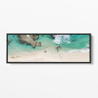 Yallingup rock shelf panoramic black framed canvas