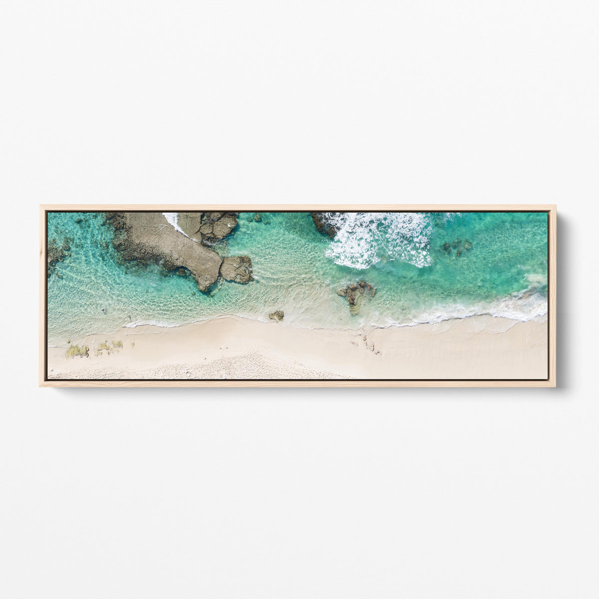 Yallingup rock shelf panoramic oak framed canvas