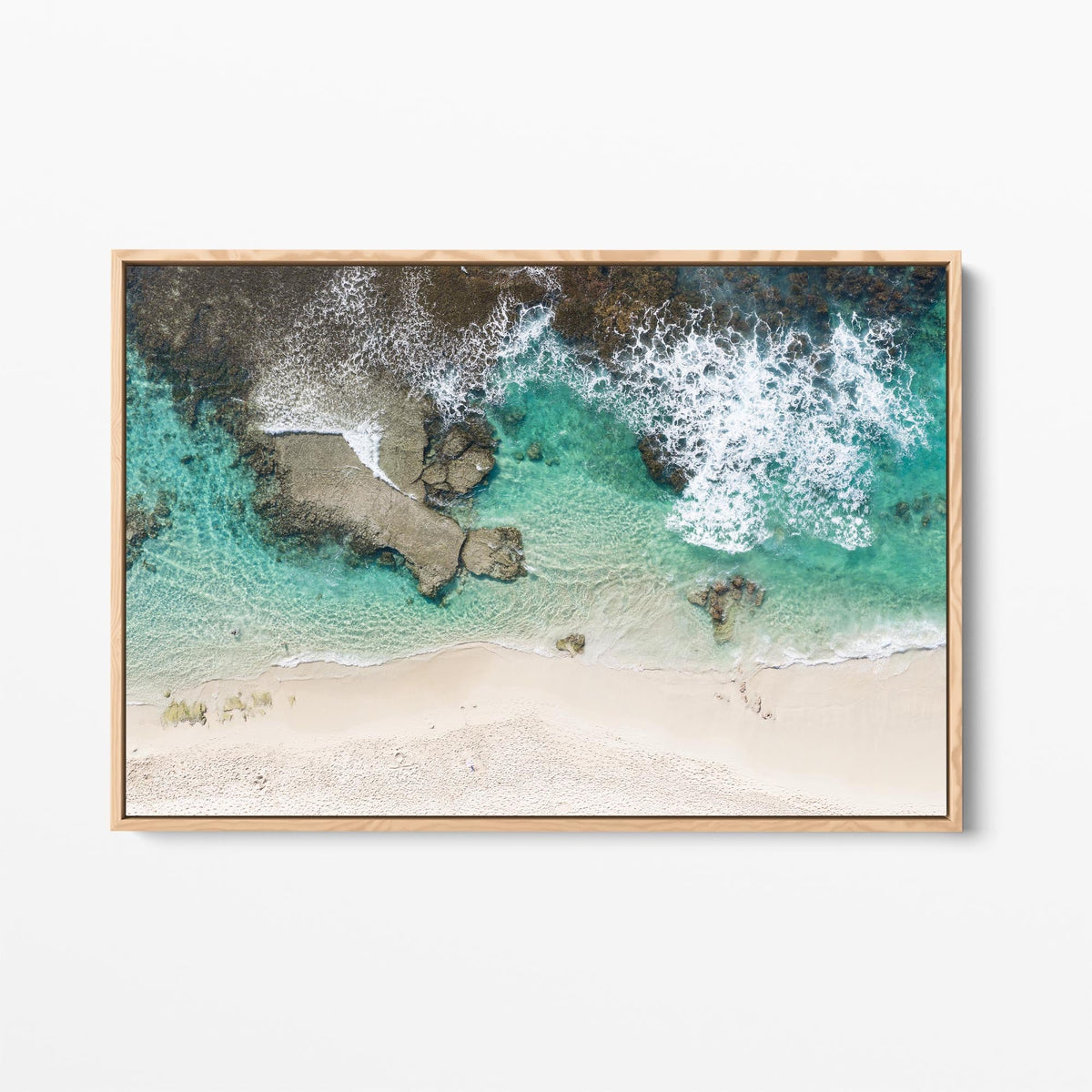 Yallingup aerial oak framed canvas